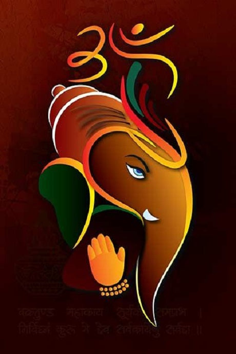 Ganesha painting Print in living room, acrylic art,modern art mart