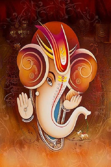 Ganesha painting Print for living room, oil painting, modern art mart