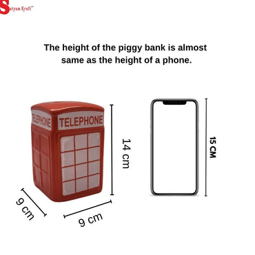 1 Piece Ceramic Telephone booth Design Gullak Piggy Bank for Rupees Savings,Modernartmart