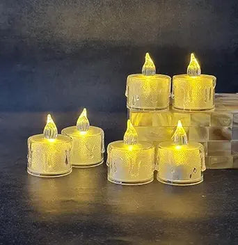 3 pcs Flameless and Smokeless Crystal Dripping Design Acrylic led Candles Tea Light Candle Perfect,Modernartmart