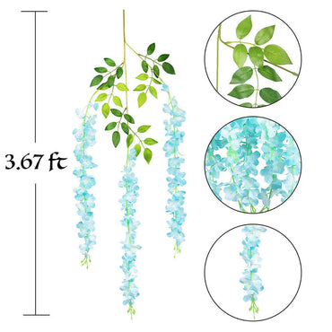 12 Pcs Wisteria Artificial Flower for Home Decoration and Craft (Pack of 12, Sky),Modernartmart