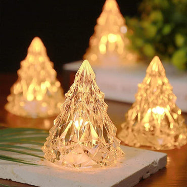 12 pcs Acrylic Crystal Chritsmastree Design Flameless and Smokeless Led Tea Light Candle ,Mordernartmart