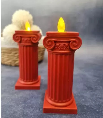 6 pcs Flameless and Smokeless Decorative Pillar Design Acrylic led Candle, Modernartmart