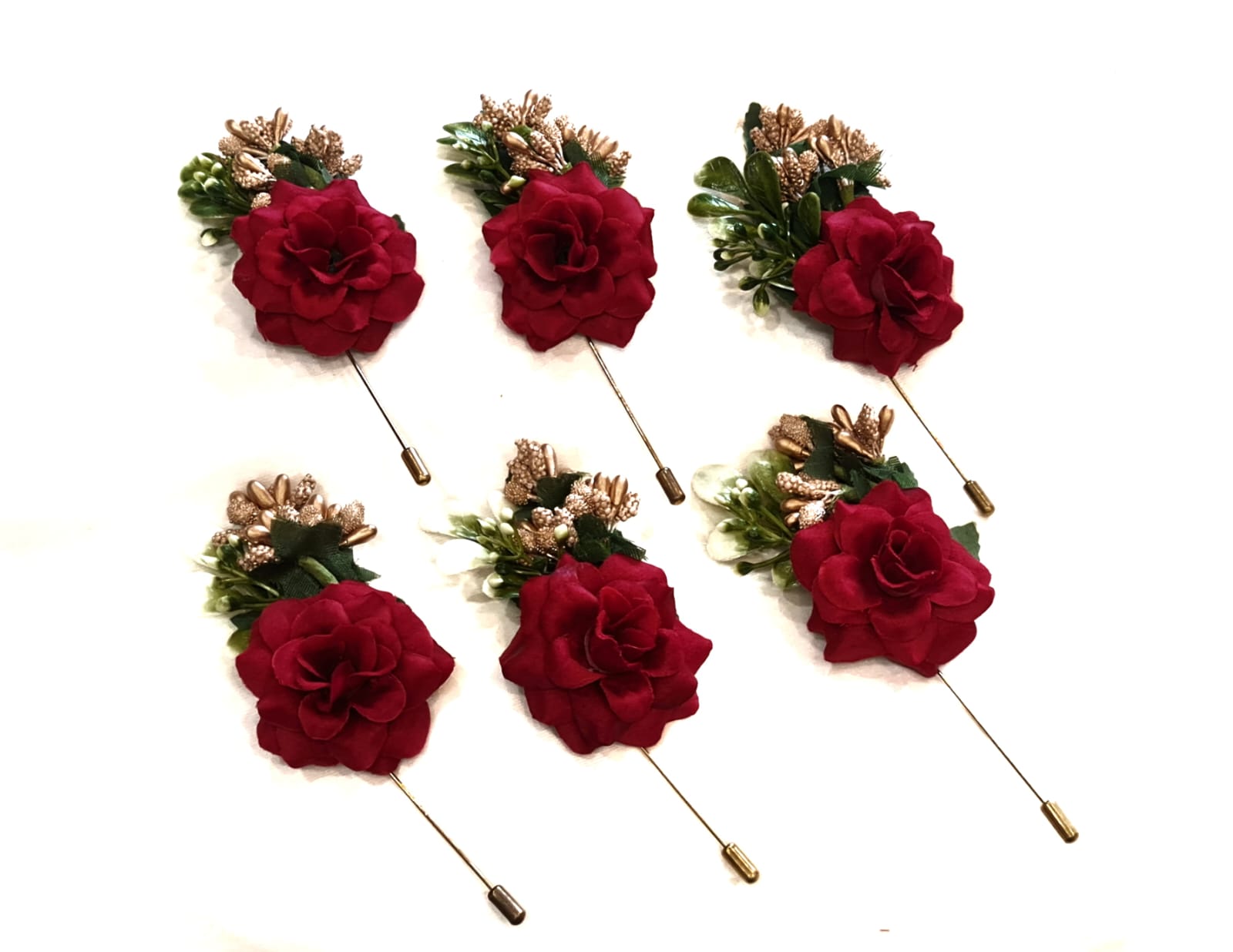 6 pcs Red Flower Brooch Pins for wedding decoration Wedding,Modernartmart