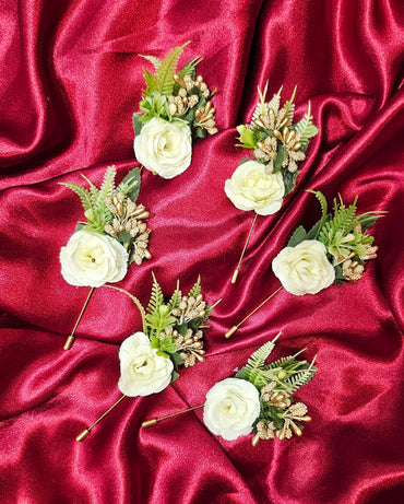 6 pcs Offwhite Flower Brooch Pins for wedding decoration Wedding ceremony,Modernartmart