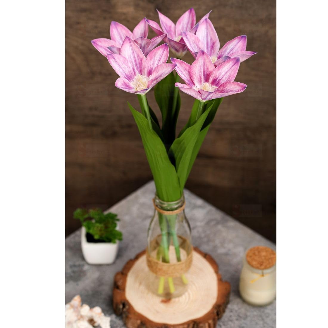 5 Pcs Lily Artificial Flowers Sticks For for Gifting,/Bouquet, Home, Garden,Modernartmart