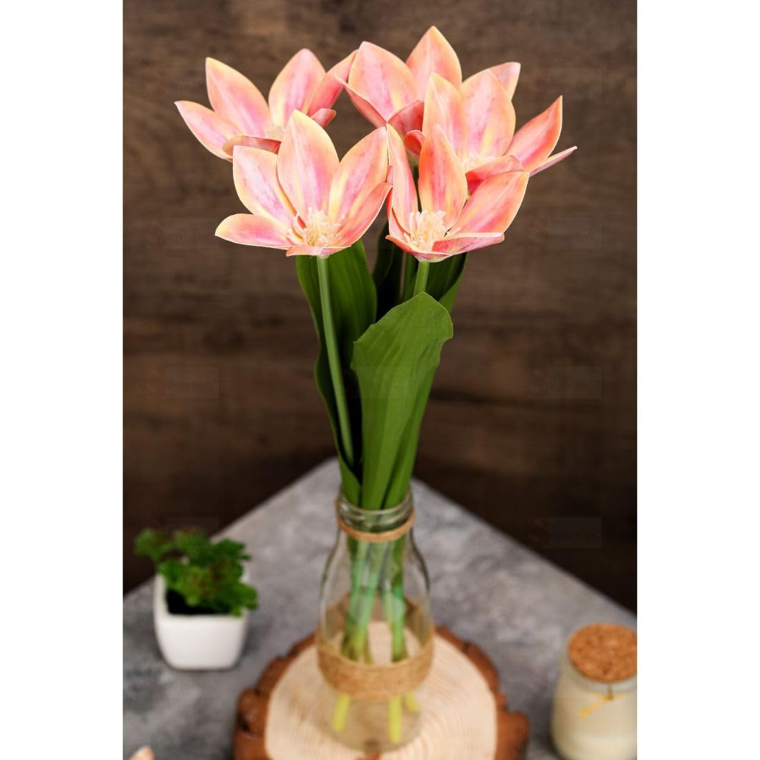 5 Pcs Lily Artificial Flowers Sticks For for Gifting,/Bouquet, Home, Garden, Office Corner,Modernartmart