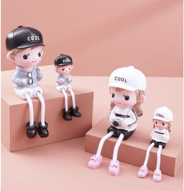 1 set Hanging Legs Cute Boy and Girl Toy Home Decor Showpiece,Modernartmart