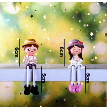 1 set (2 pcs) Hanging Legs Cute Boy and Girl Home Decor Showpiece,Modernartmart