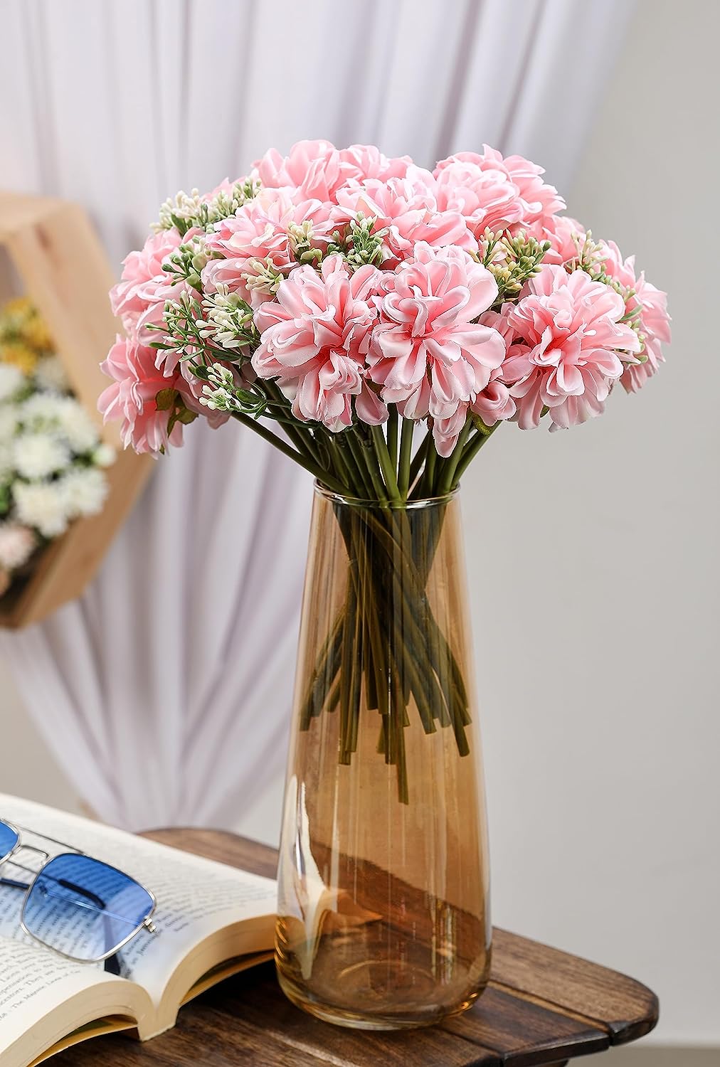 1 Bunch (7 head flower stick )Artificial Dahlia Fake Flowers for Home,Artificial Chrysanthemum Ball Flowers,Modernartmart