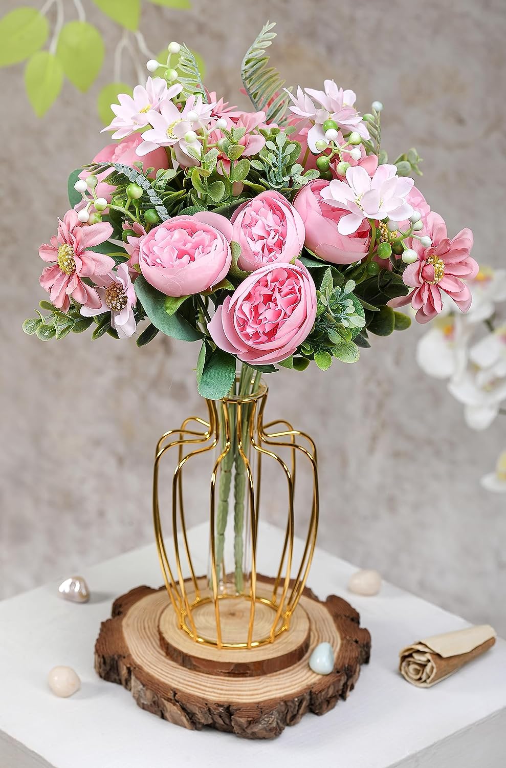 1 Pc Artificial Peony Rose Flower Bunch for - Home, Office, Bedroom, Balcony,Table Display, Modernartmart