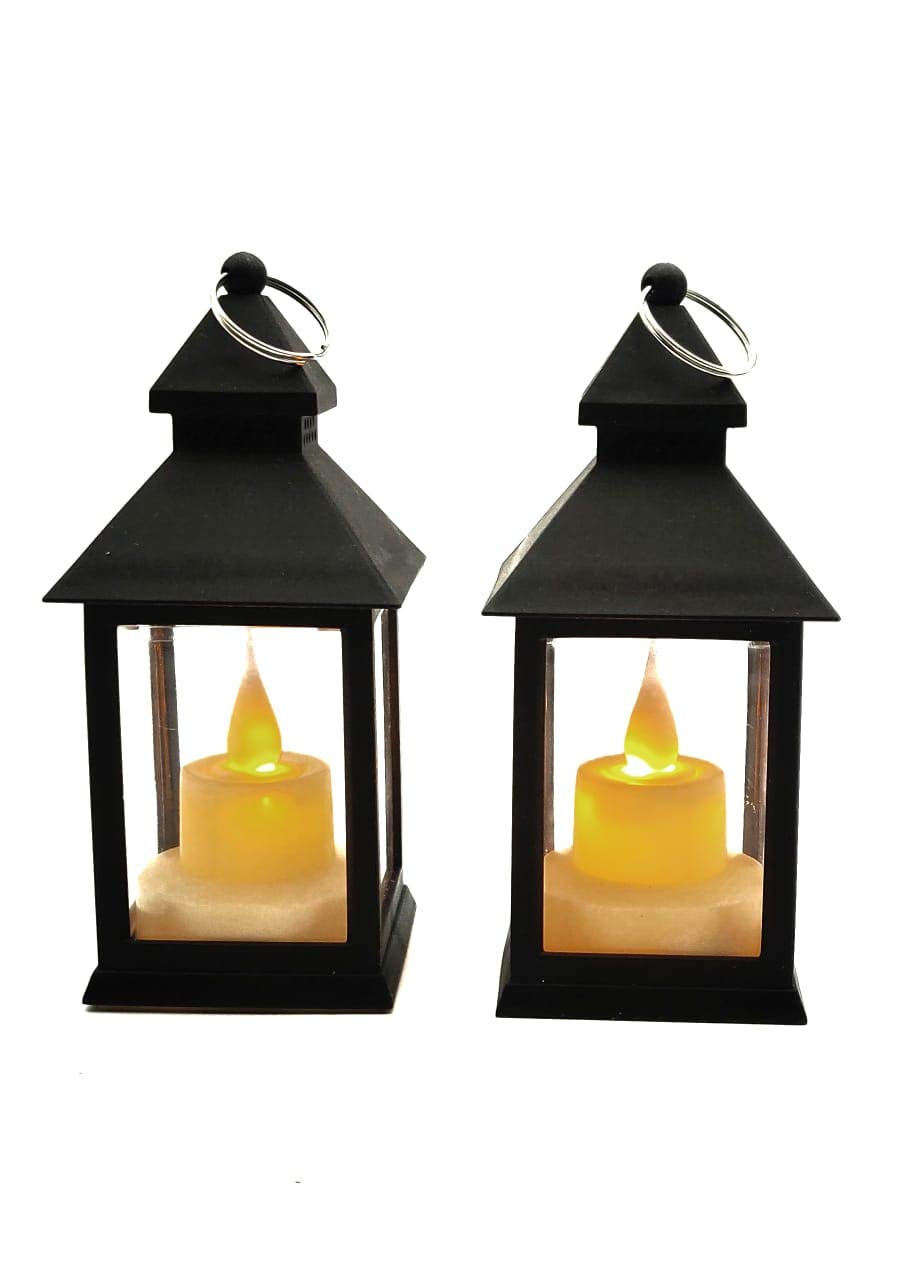 2 pcs Vintage Candle Lantern with LED Blinking Flameless Candle,Modernartmart