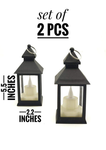 2 pcs Vintage Candle Lantern with LED Blinking Flameless Candle,Modernartmart