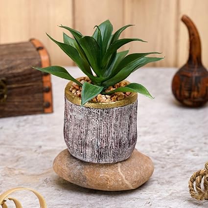 1 PCS Mini Artificial Green Succulent with Ceramic Pot Exquisite Faux Plant,Modernartmart