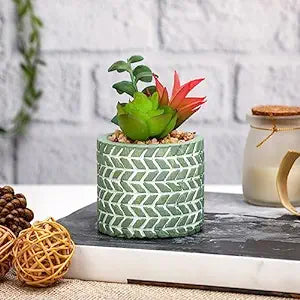 1 PC Mini Artificial Green succulent plant With aesthetic Ceramic pot , Modernartmart