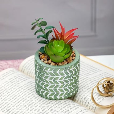 1 PC Mini Artificial Green succulent plant With aesthetic Ceramic pot , Modernartmart