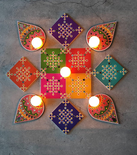 DIY Rangoli Kolam Design With Led Candles ,Modernartmart