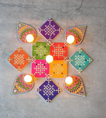 DIY Rangoli Kolam Design With Led Candles ,Modernartmart