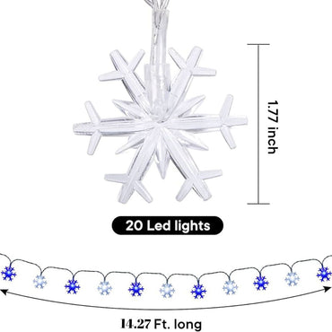 1 Piece (20 lamp snowflakes) Acrylic LED String Fairy Light for Home, Events,Modernartmart