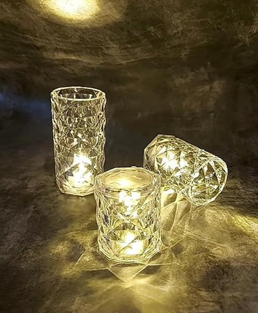 3 pcs Crystal Flameless and Smokeless Decorative Transparent Candles Acrylic Tealight Candle,Modernartmart