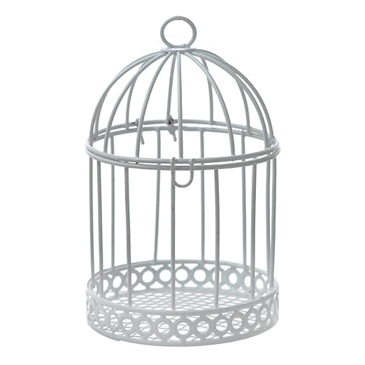 6 Pieces of White Bird Cages for Decorative Wedding Invitation Tray, Candle Holder,Modernartmart