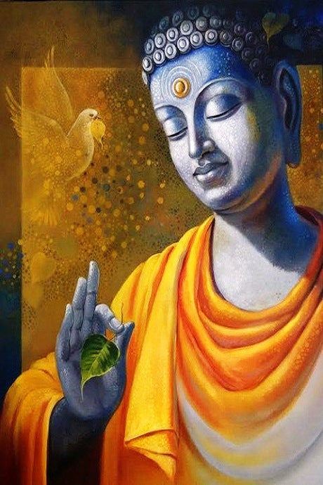 home décor budhha painting art Print, Modern art mart