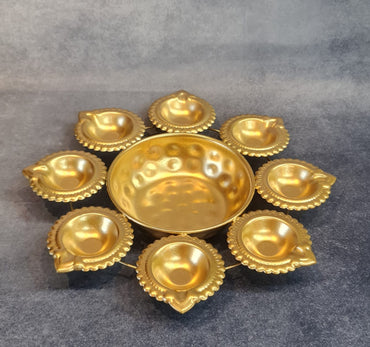 8 diya metal urli platter - 10 inch diameter,Modernartmart