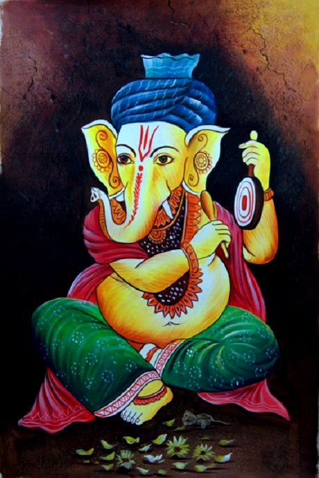 Large canvass Ganesha painting Print, wall décor,modern art mart