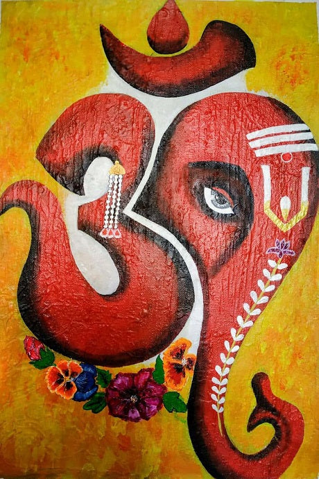 Ganesha Painting Print Unconditional Love and Devotion, modern art mart