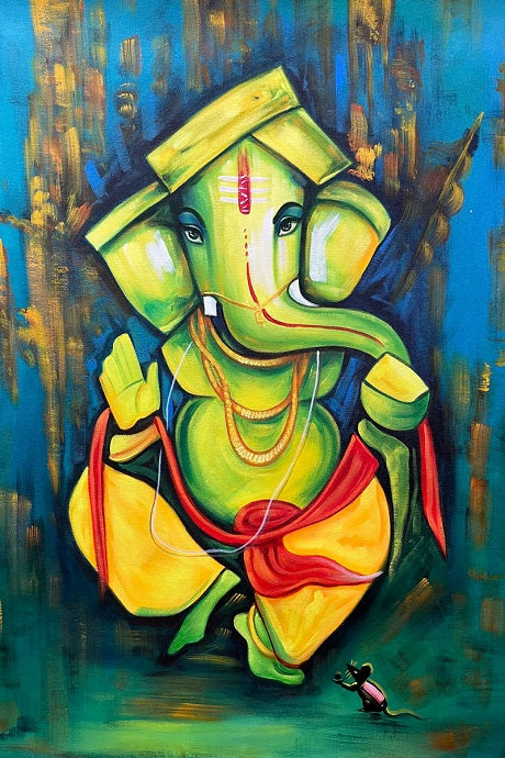 Ganesha Paintings Print Detachment and Selfless Action,modern art mart