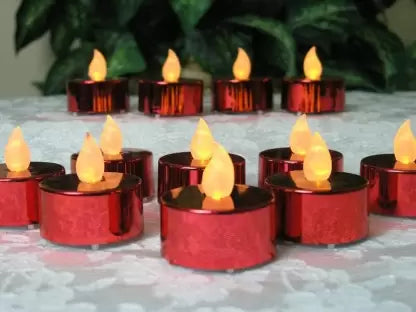 12 pcs Flameless and Smokeless Decorative Acrylic led Candles Tea Light Candle,modernartmart