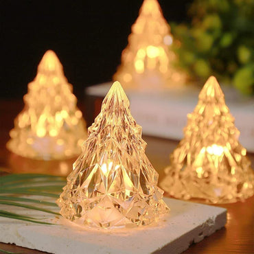 12 pcs Acrylic Crystal Chritsmastree Design Flameless and Smokeless Led Tea Light Candle,Modernartmart